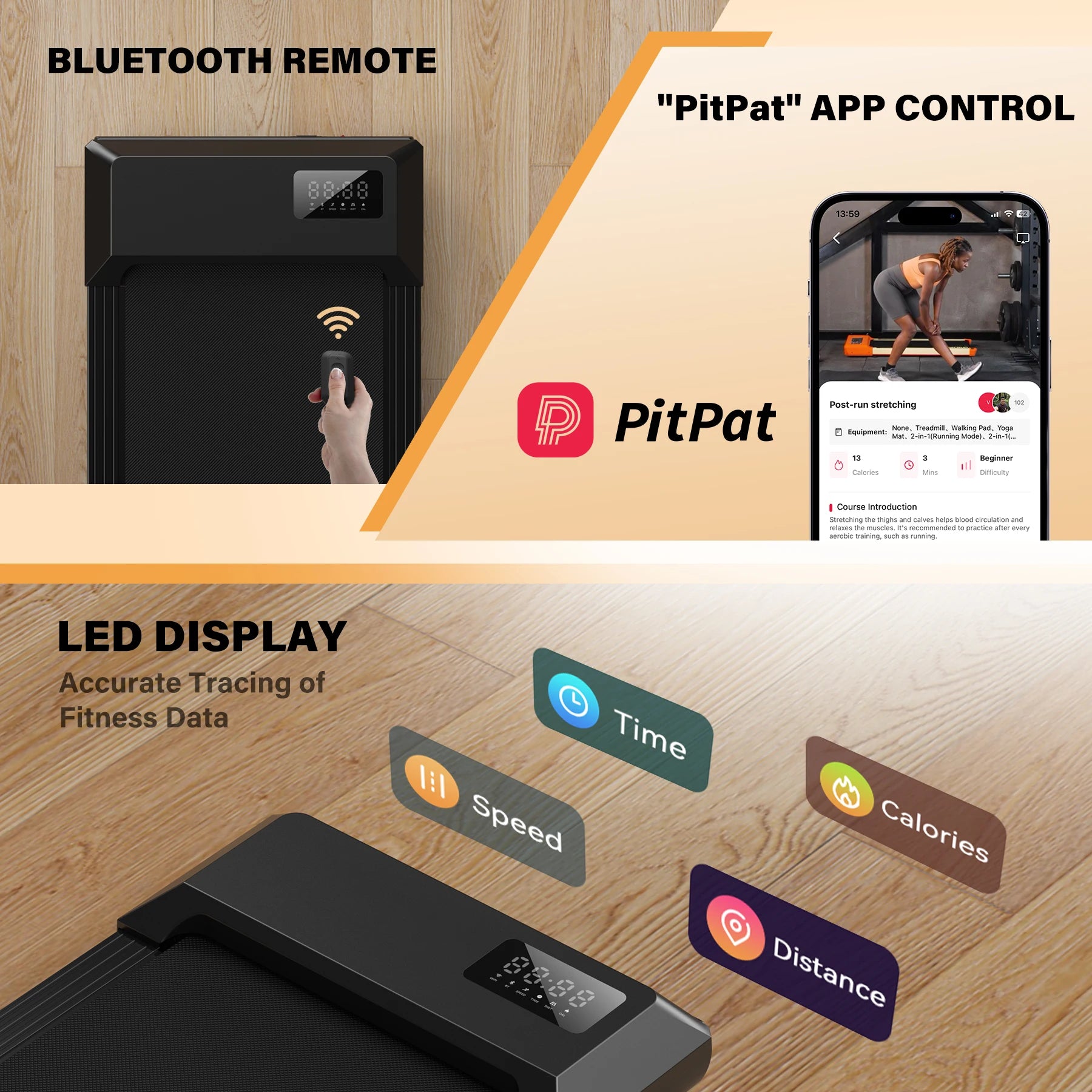 Laufband für zu Hause, 2,5-PS-Motor, rutschfeste Stoßdämpfung, Mini-Laufband mit Fernbedienung