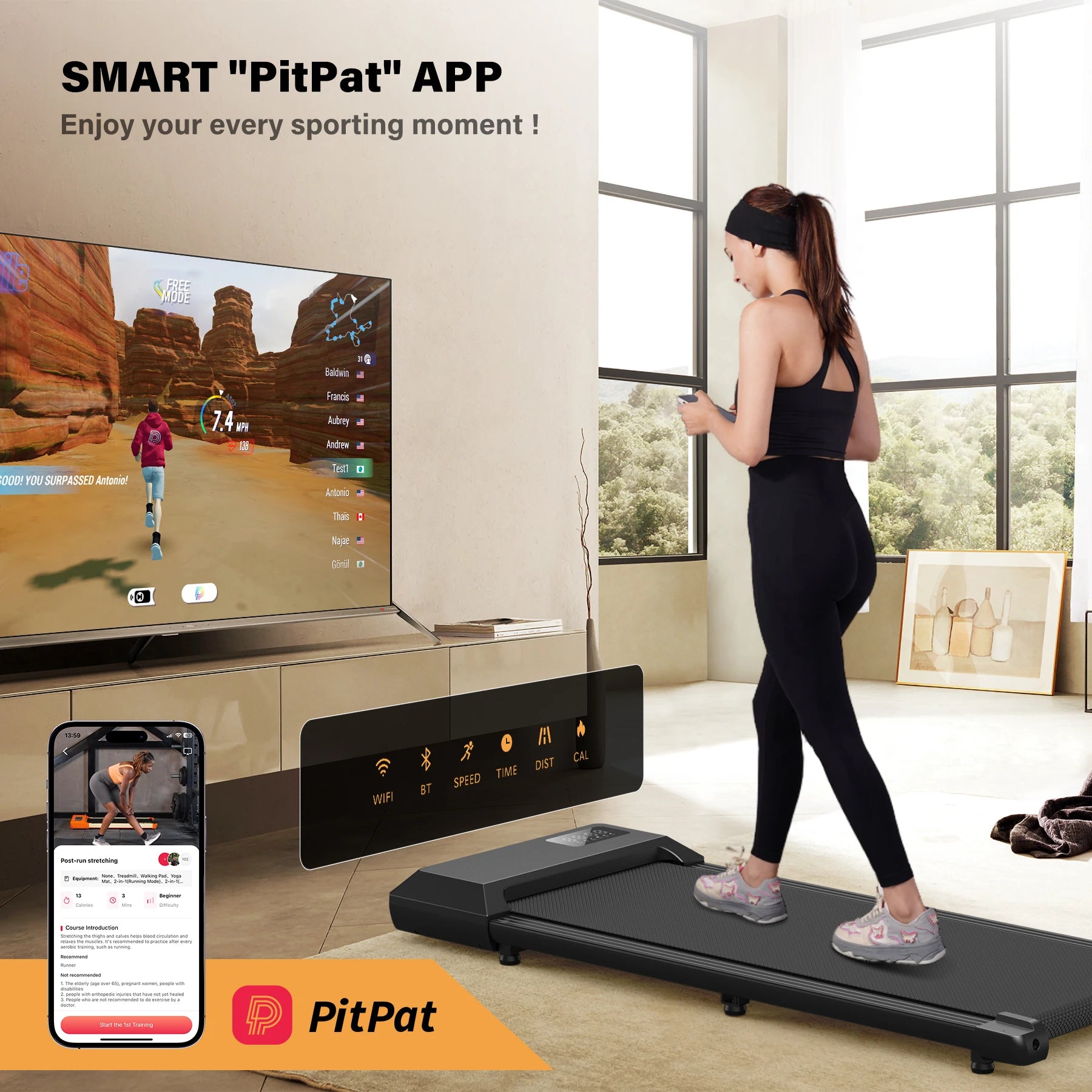 Laufband für zu Hause, 2,5-PS-Motor, rutschfeste Stoßdämpfung, Mini-Laufband mit Fernbedienung